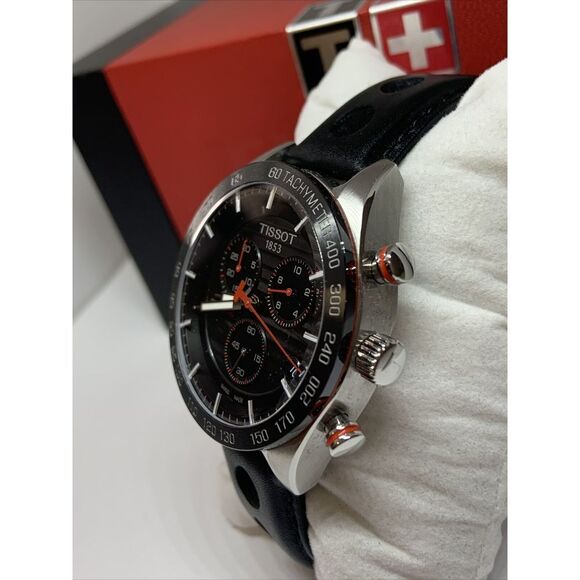Tissot T100417A Black Leather Analog Dial Quartz Genuine Wrist Watch AEW85 - Picture 3 of 11